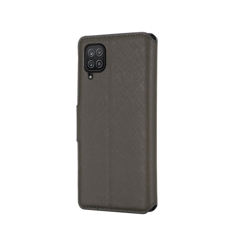 For Samsung Galaxy A12 5G MUXMA MX115 Cross Texture Oil Edge Flip Leather Phone Case