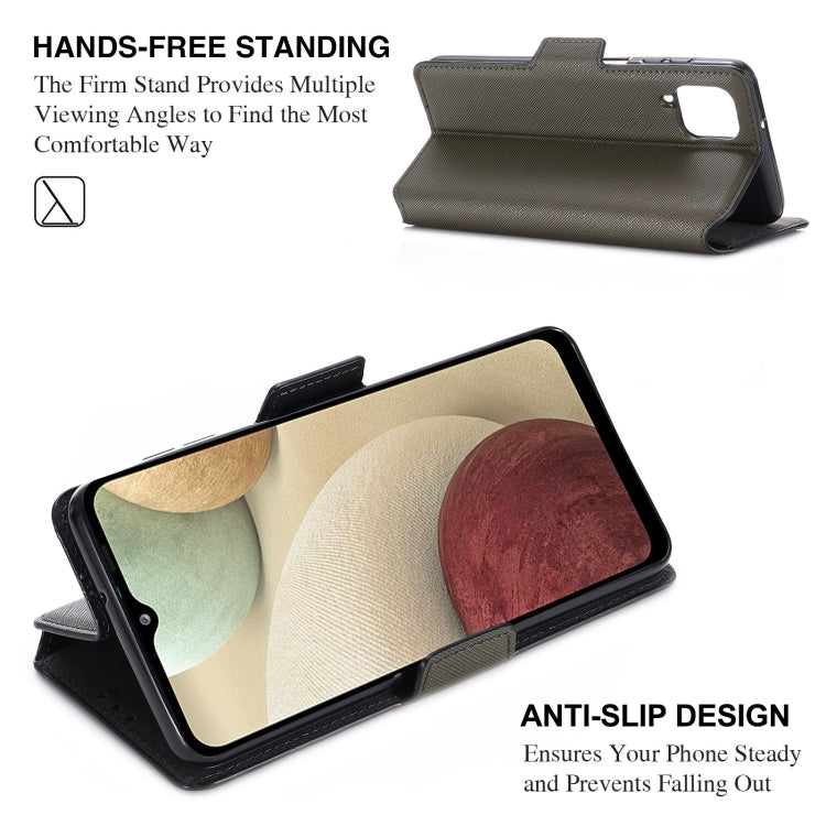 For Samsung Galaxy A12 5G MUXMA MX115 Cross Texture Oil Edge Flip Leather Phone Case