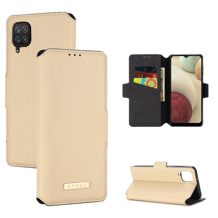 For Samsung Galaxy A12 5G MUXMA MX115 Cross Texture Oil Edge Flip Leather Phone Case