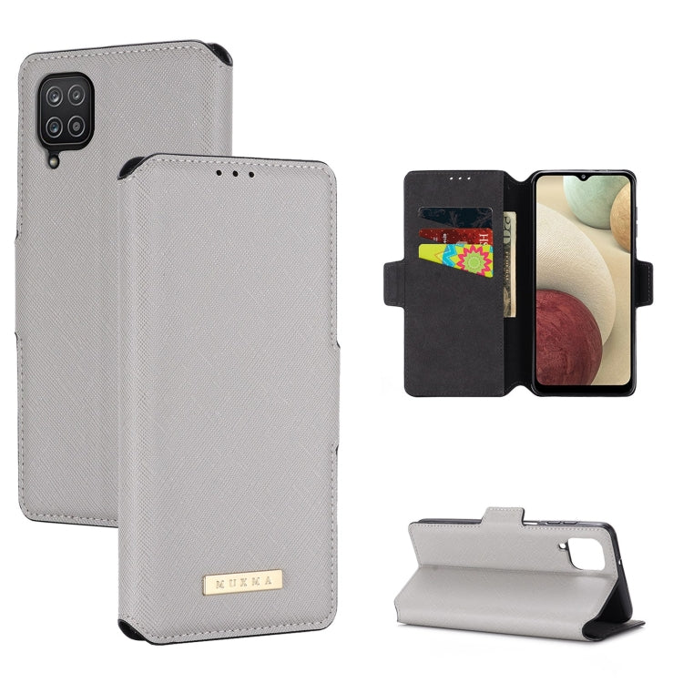 For Samsung Galaxy A12 5G MUXMA MX115 Cross Texture Oil Edge Flip Leather Phone Case