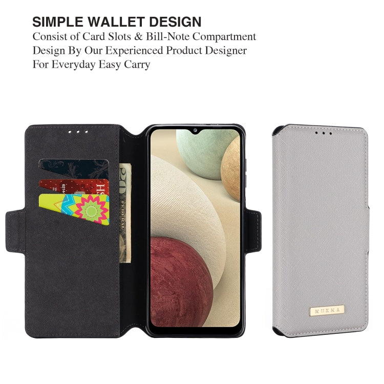 For Samsung Galaxy A12 5G MUXMA MX115 Cross Texture Oil Edge Flip Leather Phone Case