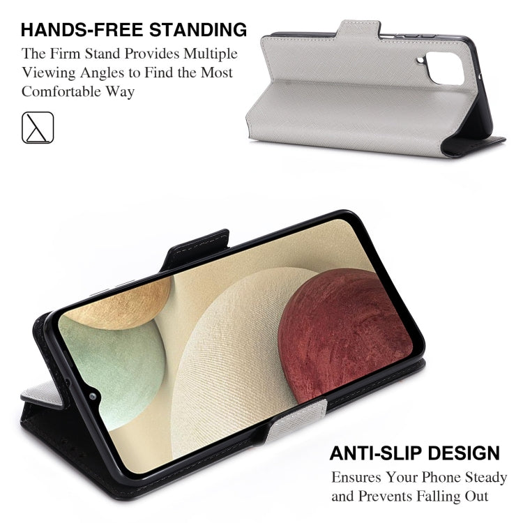 For Samsung Galaxy A12 5G MUXMA MX115 Cross Texture Oil Edge Flip Leather Phone Case