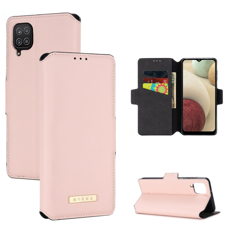 For Samsung Galaxy A12 5G MUXMA MX115 Cross Texture Oil Edge Flip Leather Phone Case