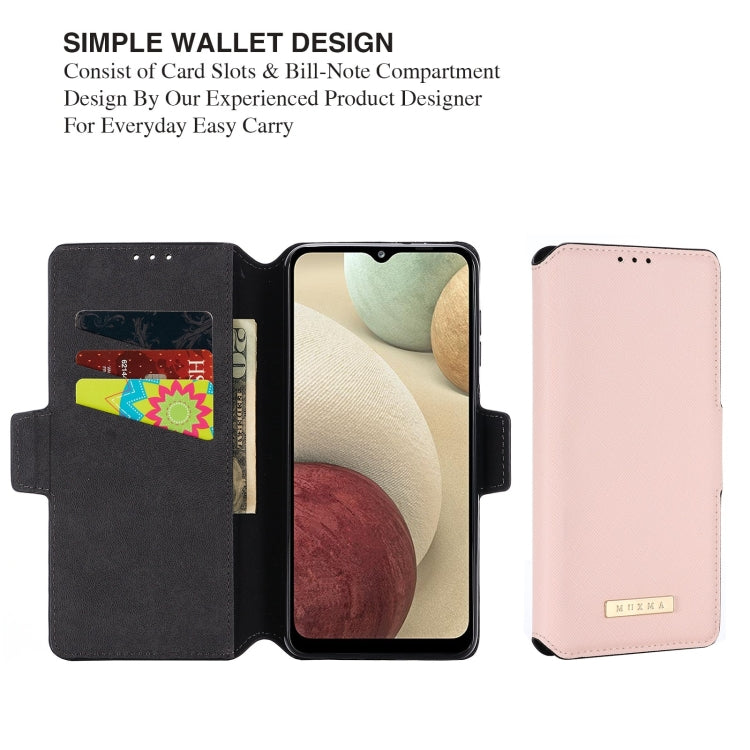 For Samsung Galaxy A12 5G MUXMA MX115 Cross Texture Oil Edge Flip Leather Phone Case