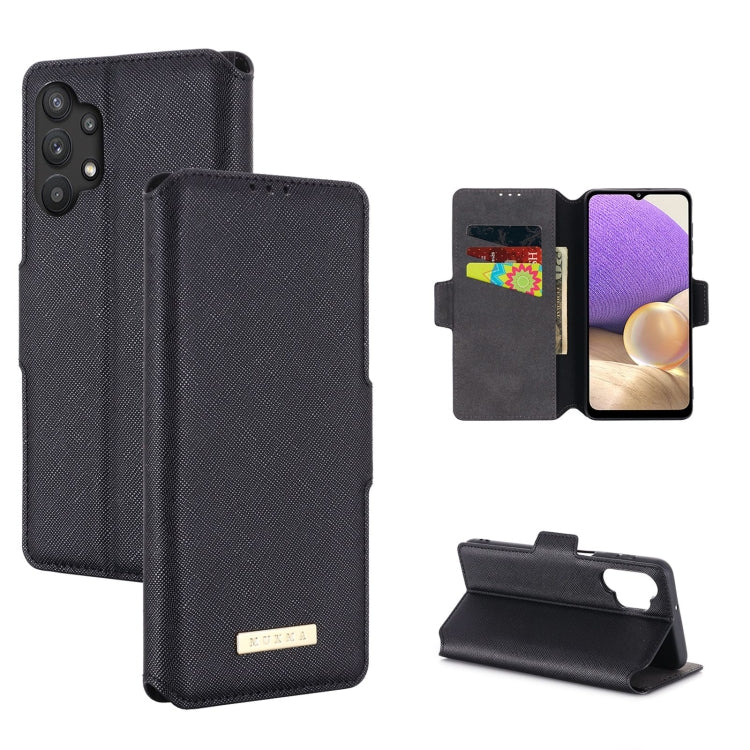 For Samsung Galaxy A32 5G MUXMA MX115 Cross Texture Oil Edge Flip Leather Phone Case