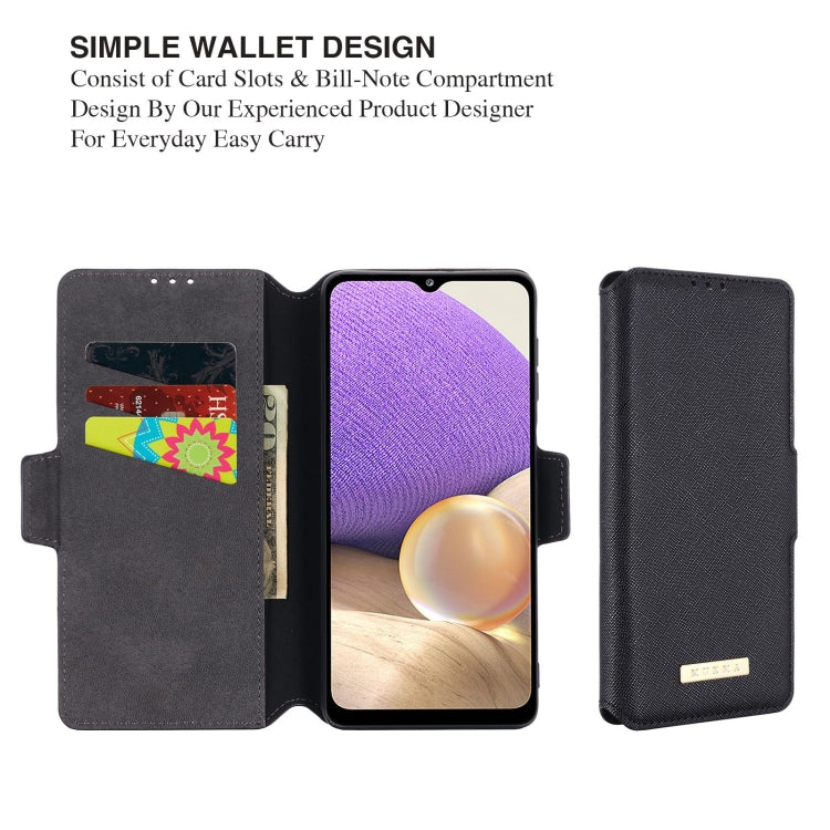 For Samsung Galaxy A32 5G MUXMA MX115 Cross Texture Oil Edge Flip Leather Phone Case