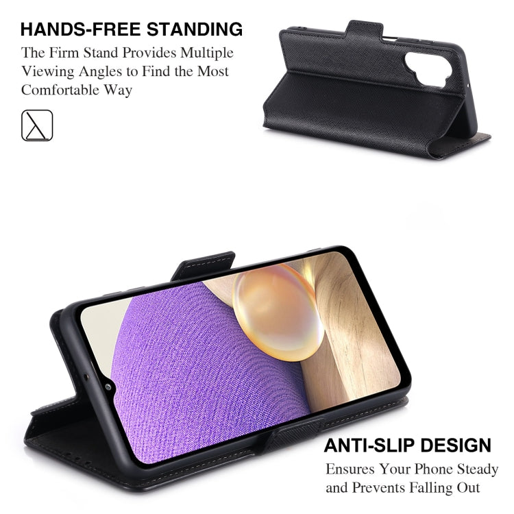 For Samsung Galaxy A32 5G MUXMA MX115 Cross Texture Oil Edge Flip Leather Phone Case