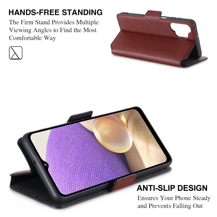 For Samsung Galaxy A32 5G MUXMA MX115 Cross Texture Oil Edge Flip Leather Phone Case