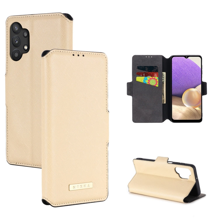 For Samsung Galaxy A32 5G MUXMA MX115 Cross Texture Oil Edge Flip Leather Phone Case