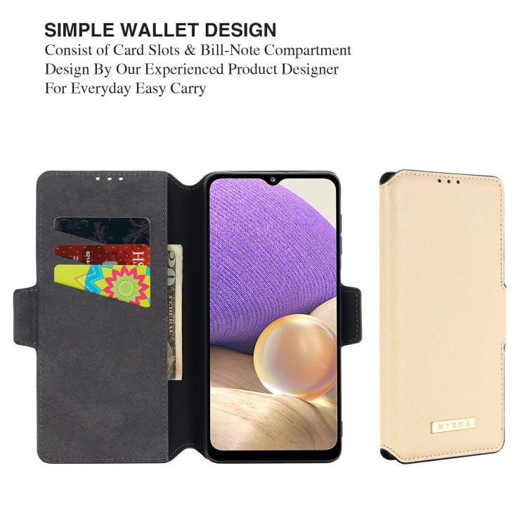 For Samsung Galaxy A32 5G MUXMA MX115 Cross Texture Oil Edge Flip Leather Phone Case