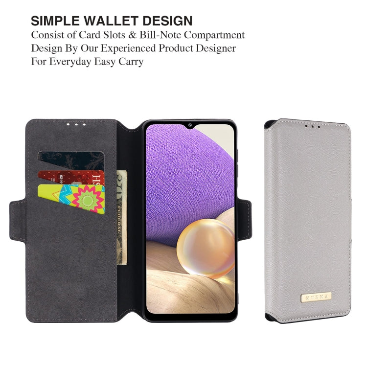 For Samsung Galaxy A32 5G MUXMA MX115 Cross Texture Oil Edge Flip Leather Phone Case