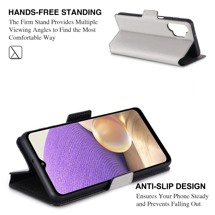 For Samsung Galaxy A32 5G MUXMA MX115 Cross Texture Oil Edge Flip Leather Phone Case