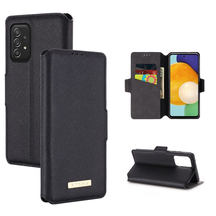 For Samsung Galaxy A52 5G / 4G MUXMA MX115 Cross Texture Oil Edge Flip Leather Phone Case