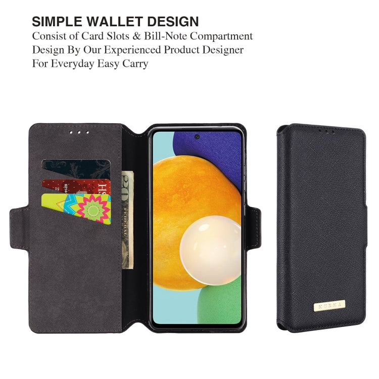 For Samsung Galaxy A52 5G / 4G MUXMA MX115 Cross Texture Oil Edge Flip Leather Phone Case