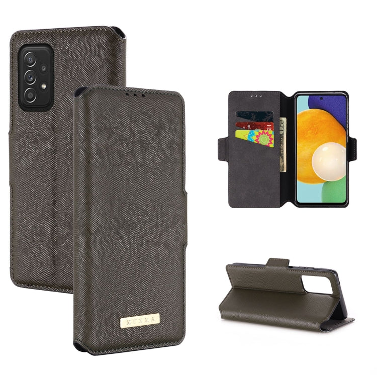 For Samsung Galaxy A52 5G / 4G MUXMA MX115 Cross Texture Oil Edge Flip Leather Phone Case