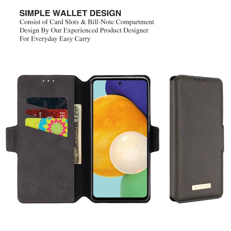 For Samsung Galaxy A52 5G / 4G MUXMA MX115 Cross Texture Oil Edge Flip Leather Phone Case