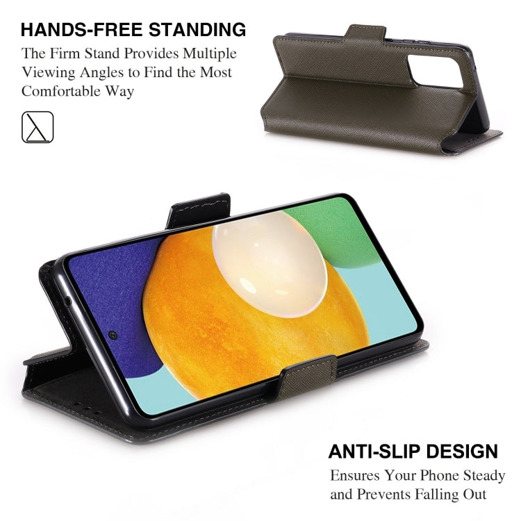 For Samsung Galaxy A52 5G / 4G MUXMA MX115 Cross Texture Oil Edge Flip Leather Phone Case