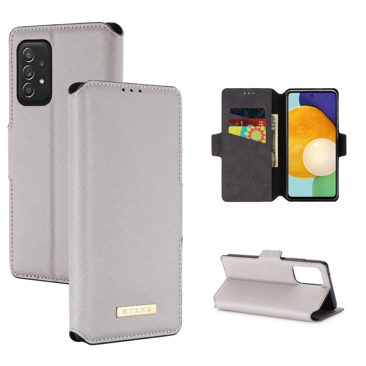 For Samsung Galaxy A52 5G / 4G MUXMA MX115 Cross Texture Oil Edge Flip Leather Phone Case