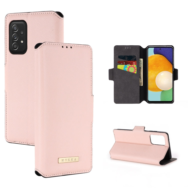 For Samsung Galaxy A52 5G / 4G MUXMA MX115 Cross Texture Oil Edge Flip Leather Phone Case