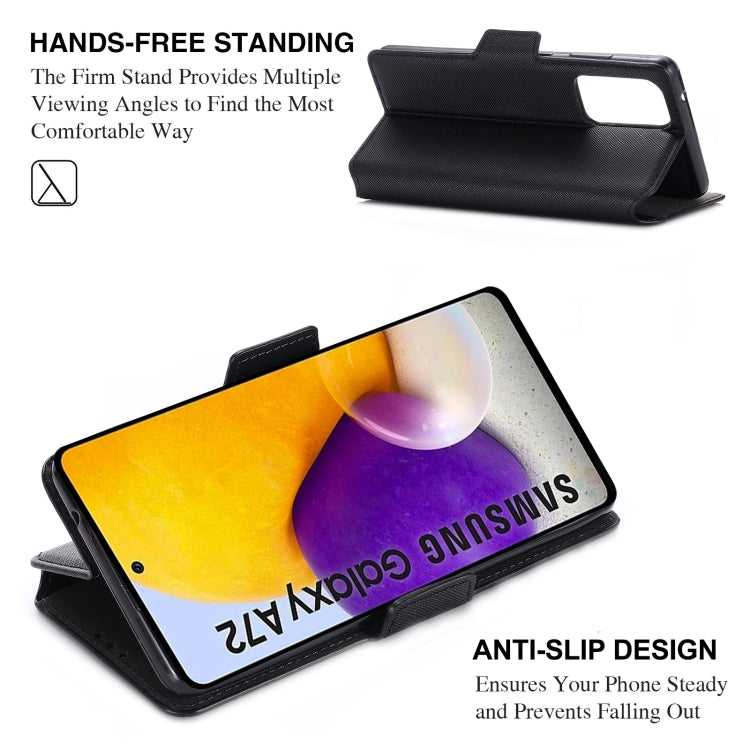 For Samsung Galaxy A72 5G / 4G MUXMA MX115 Cross Texture Oil Edge Flip Leather Phone Case