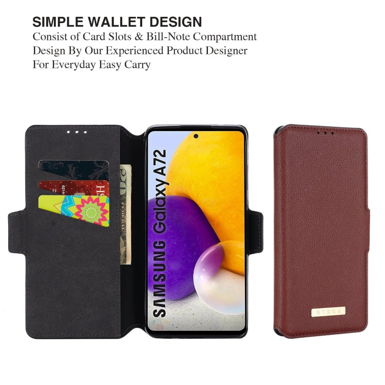 For Samsung Galaxy A72 5G / 4G MUXMA MX115 Cross Texture Oil Edge Flip Leather Phone Case
