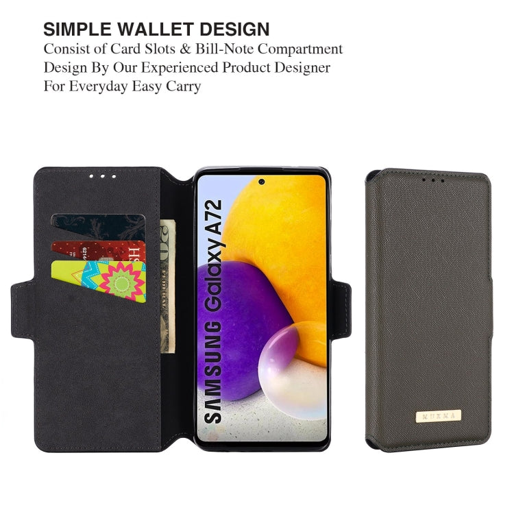 For Samsung Galaxy A72 5G / 4G MUXMA MX115 Cross Texture Oil Edge Flip Leather Phone Case