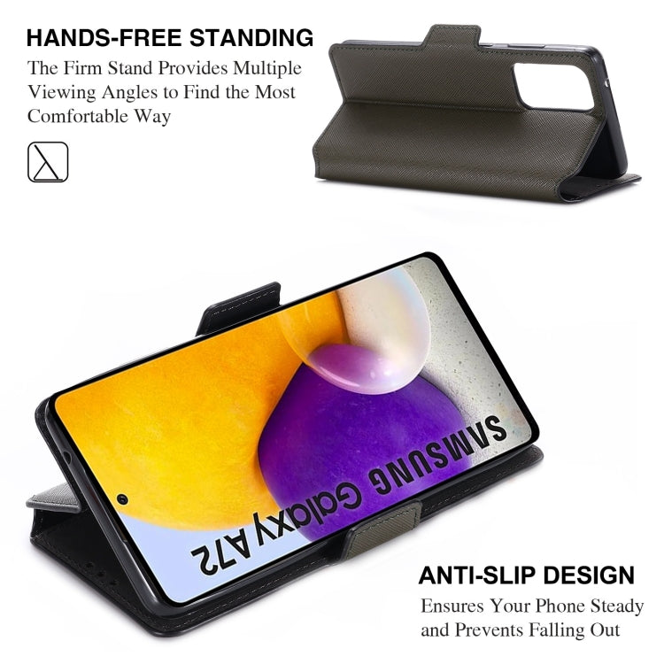 For Samsung Galaxy A72 5G / 4G MUXMA MX115 Cross Texture Oil Edge Flip Leather Phone Case