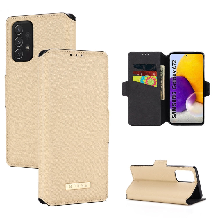 For Samsung Galaxy A72 5G / 4G MUXMA MX115 Cross Texture Oil Edge Flip Leather Phone Case