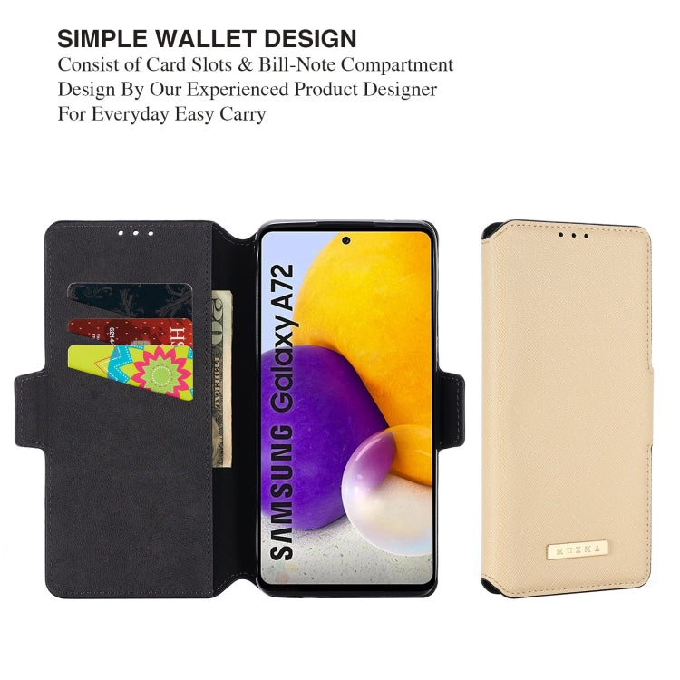 For Samsung Galaxy A72 5G / 4G MUXMA MX115 Cross Texture Oil Edge Flip Leather Phone Case