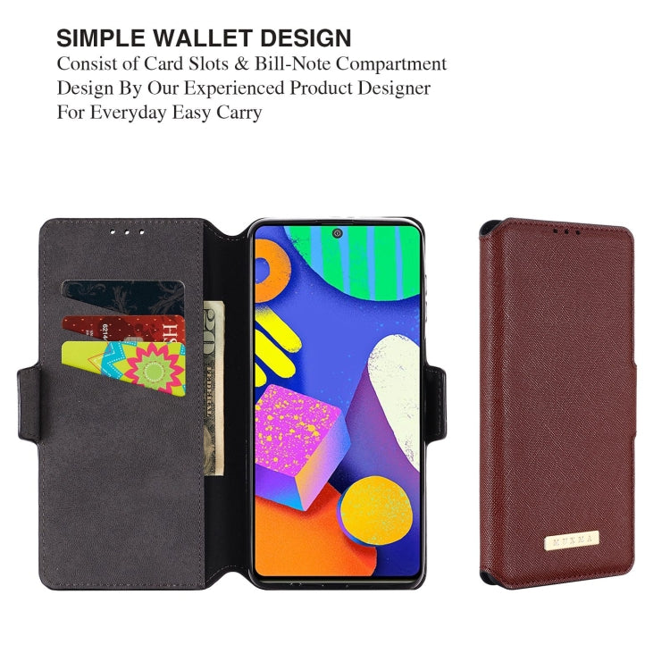 For Samsung Galaxy F62 / M62 MUXMA MX115 Cross Texture Oil Edge Flip Leather Phone Case