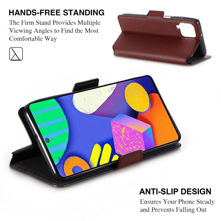 For Samsung Galaxy F62 / M62 MUXMA MX115 Cross Texture Oil Edge Flip Leather Phone Case