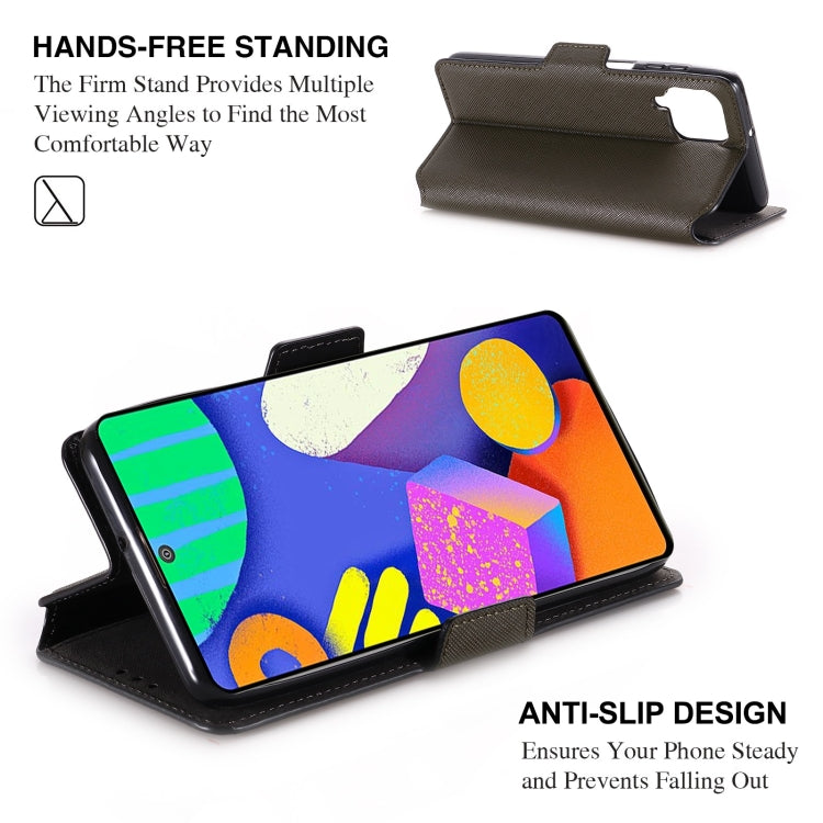 For Samsung Galaxy F62 / M62 MUXMA MX115 Cross Texture Oil Edge Flip Leather Phone Case