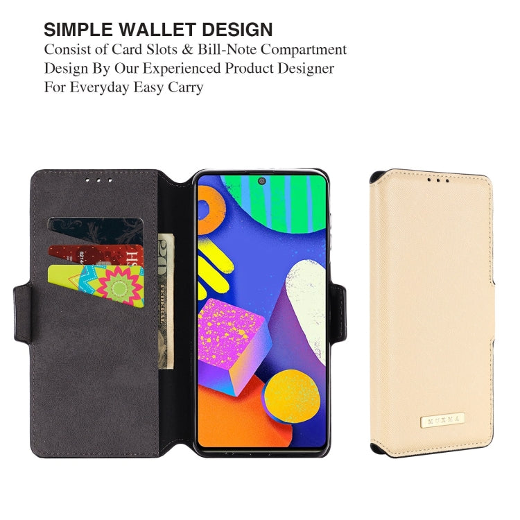For Samsung Galaxy F62 / M62 MUXMA MX115 Cross Texture Oil Edge Flip Leather Phone Case