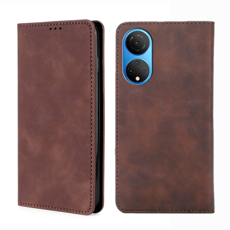For Honor X7 4G Skin Feel Magnetic Horizontal Flip Leather Phone Case