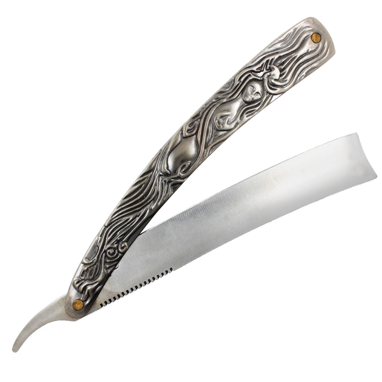 Z-12 Stainless Steel Folding Manual Straight Edge Shaving Razor Beard Cutter with Beauty Etched Handle(Relief)