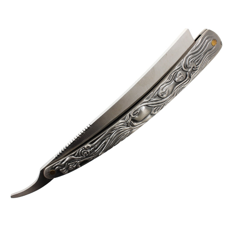 Z-12 Stainless Steel Folding Manual Straight Edge Shaving Razor Beard Cutter with Beauty Etched Handle(Relief)