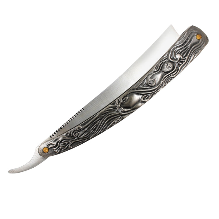 Z-12 Stainless Steel Folding Manual Straight Edge Shaving Razor Beard Cutter with Beauty Etched Handle(Relief)