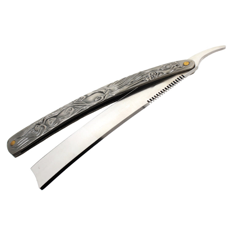 Z-12 Stainless Steel Folding Manual Straight Edge Shaving Razor Beard Cutter with Beauty Etched Handle(Relief)
