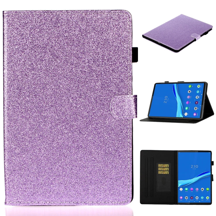 For Lenovo Tab M10 3rd Gen Varnish Glitter Powder Smart Leather Tablet Case