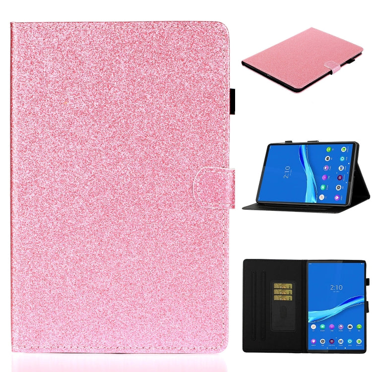For Lenovo Tab M10 3rd Gen Varnish Glitter Powder Smart Leather Tablet Case