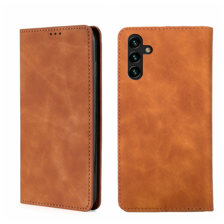 For Samsung Galaxy A13 5G Skin Feel Magnetic Horizontal Flip Leather Phone Case