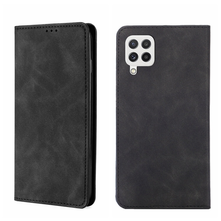 For Samsung Galaxy A22 4G Skin Feel Magnetic Horizontal Flip Leather Phone Case