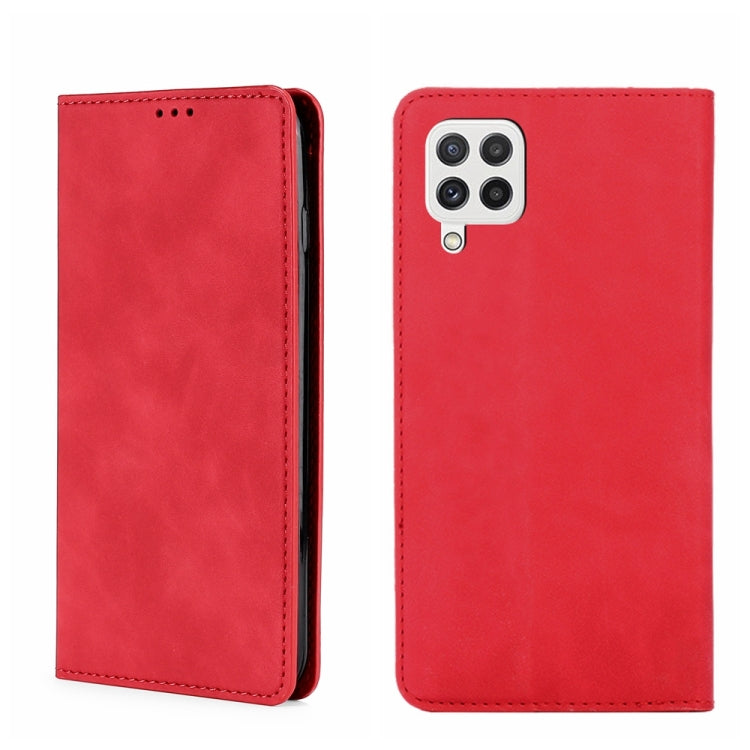 For Samsung Galaxy A22 5G Skin Feel Magnetic Horizontal Flip Leather Phone Case