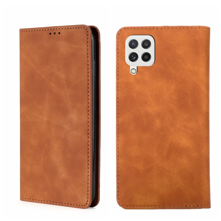For Samsung Galaxy A22 5G Skin Feel Magnetic Horizontal Flip Leather Phone Case