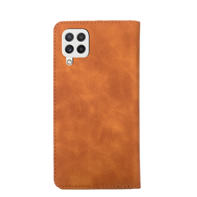 For Samsung Galaxy A22 5G Skin Feel Magnetic Horizontal Flip Leather Phone Case