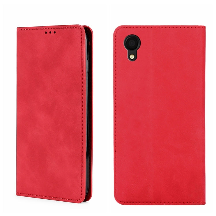 For Samsung Galaxy A22 5G JP Version Skin Feel Magnetic Horizontal Flip Leather Phone Case