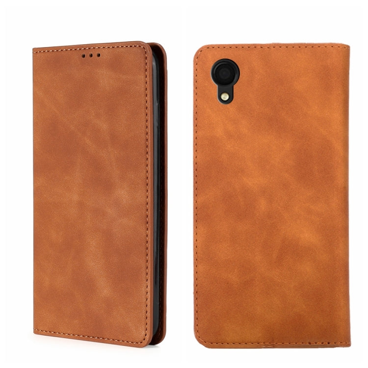 For Samsung Galaxy A22 5G JP Version Skin Feel Magnetic Horizontal Flip Leather Phone Case