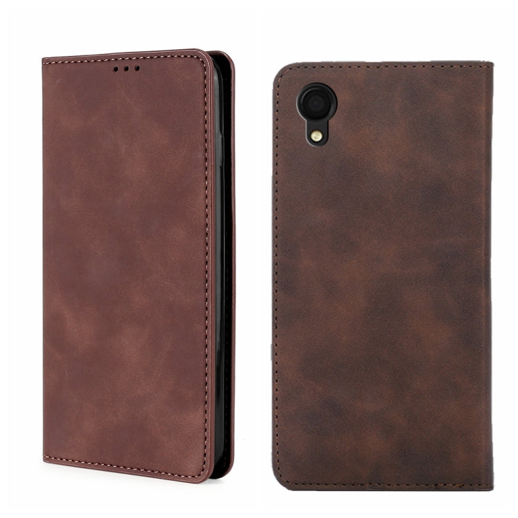 For Samsung Galaxy A22 5G JP Version Skin Feel Magnetic Horizontal Flip Leather Phone Case