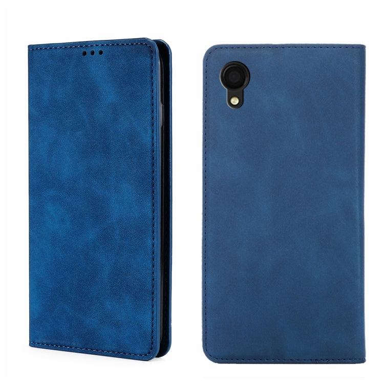 For Samsung Galaxy A22 5G JP Version Skin Feel Magnetic Horizontal Flip Leather Phone Case