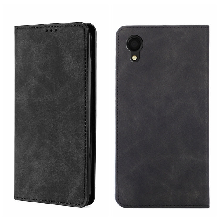 For Samsung Galaxy A22 5G JP Version Skin Feel Magnetic Horizontal Flip Leather Phone Case